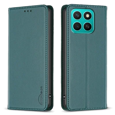 BINFEN COLOR BF18 For Honor X8c 4G Leather Case Card Slots Phone Cover - Green
