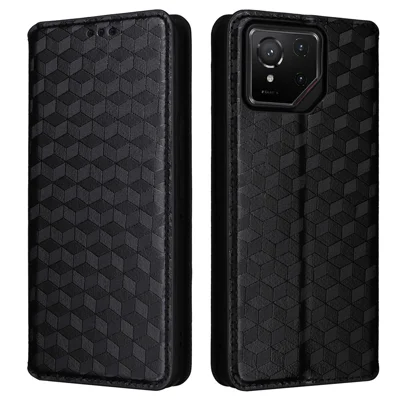 Fodral för Asus ROG Phone 9 Pro 5G / Phone 9 5G, plånbok med rombisk struktur i läder - Svart
