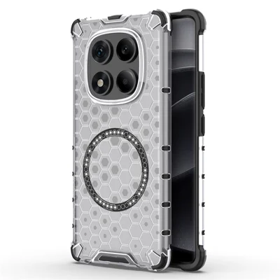 For Xiaomi Redmi Note 14 Pro 4G Magnetic Case Honeycomb Design TPU + PC Phone Cover - Transparent