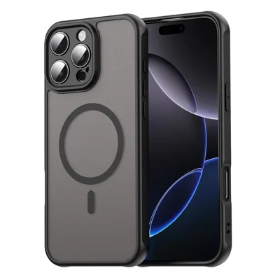 Voor iPhone 16 Pro hoesje compatibel met MagSafe Anti-drop PC + TPU telefoonhoes - Zwart