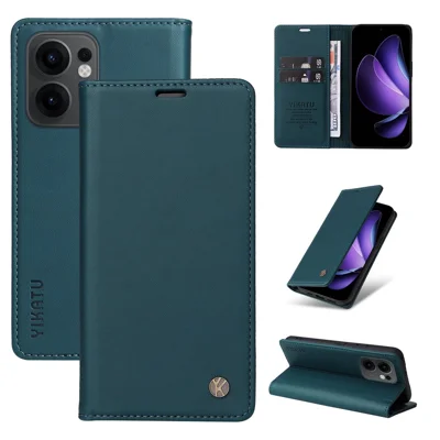 YIKATU For Oppo Reno13 F 5G (Reno 13 FS 5G) / 4G Phone Cases  Magnetic Closure PU Leather Mobile Cover  - Green