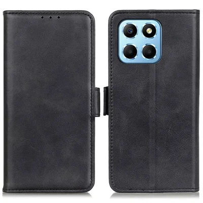 For Honor X8 5G PU Leather Side Magnetic Clasp Phone Case Wallet Stand Anti-scratch Protective Cell Phone Cover - Black