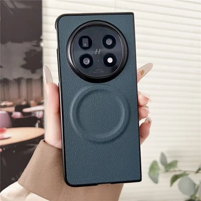 For Oppo Find N5 5G Magnetic Case PU + TPU Phone Back Cover - Blackish Green