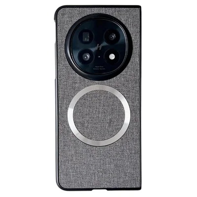 لـ هاتف Oppo Find N5 5G غطاء واقي من السيليكون اللين مع ظهر من القماش مقاوم للصدمات ومتوافق مع MagSafe - رمادي