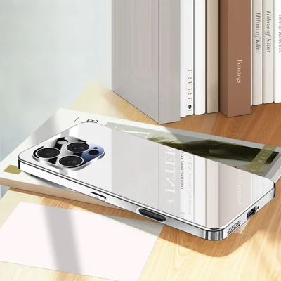 For iPhone 16 Pro Case Electroplating PC Phone Back Cover with Camera Lens Protector - Silver