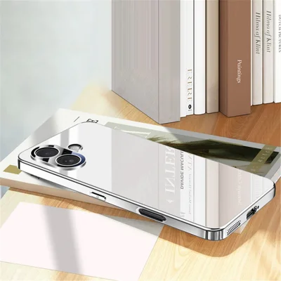 For iPhone 16 Case Electroplating PC Phone Back Cover with Camera Lens Protector - Silver