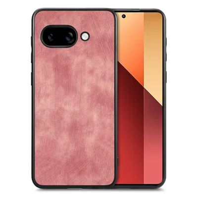 For Google Pixel 9a Case Shockproof Slim Retro Leather Phone Back Cover - Pink