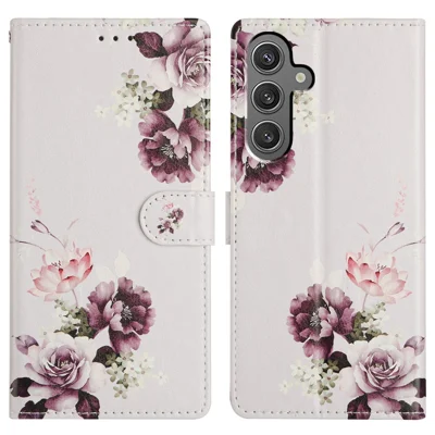 For Samsung Galaxy A54 5G Case Pattern Printing Wallet Stand Flip Leather Phone Cover - Cross Rose