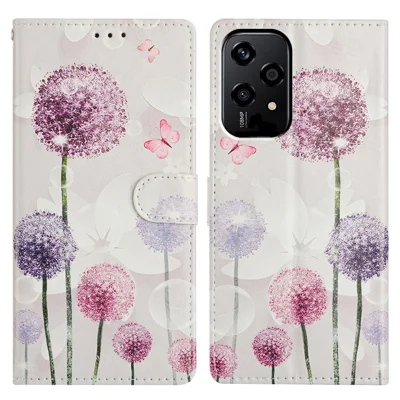 For Honor 200 Lite Wallet Phone Case PU Leather Flip Cover with Stand Card Holder Painted Design - Dandelion
