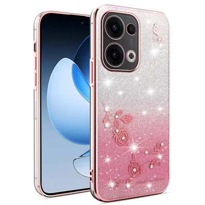 KADEM For Oppo Reno13 5G (Global) Case Flower TPU Flexible Gradient Phone Cover - Rose Gold