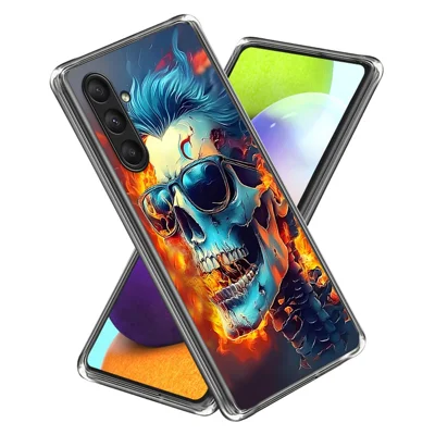 Voor Samsung Galaxy A25 5G (Global) (161,0 x 76,5 x 8,3 mm) hoesje IMD-patroonprint TPU Stootbestendig telefoonhoesje - Vlam Skull