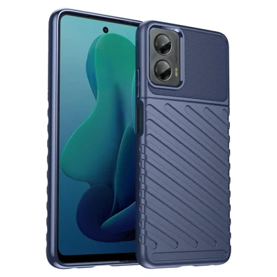 For Motorola Moto G 5G (2024) Case Twill Texture TPU Shockproof Protective Phone Cover - Blue