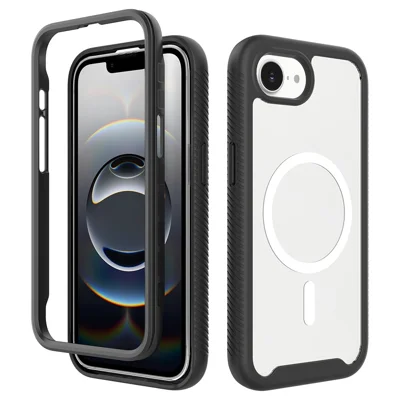 For iPhone 17e / 16e Case PC + TPU Protective Phone Cover Support Wireless Charging - Black