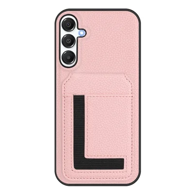 For Samsung Galaxy A16 5G / Galaxy A16 4G Magnetic Case TPU + PU Leather Phone Back Cover with Detachable Card Holder - Pink