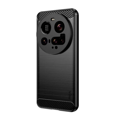 MOFI For Xiaomi 15 Ultra Back Cover  Brushed Texture Carbon Fiber Soft TPU Case - Black