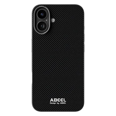 ABEEL For iPhone 16 Plus Case Compatible with MagSafe Printed PC TPU Aluminum Alloy Leather Phone Cover - Black