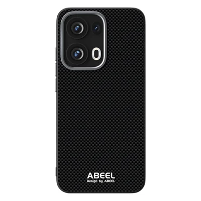ABEEL For Oppo Reno13 Pro 5G Magnetic Case Printed PC TPU Aluminum Alloy Leather Phone Cover - Black