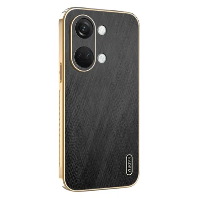 KADEM For OnePlus Ace 2V / Nord 3 5G Case Electroplating Silk Texture PU + TPU Phone Back Cover - Black