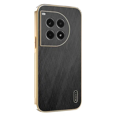 KADEM For OnePlus Ace 3 Pro 5G Case Electroplating Silk Texture PU + TPU Phone Back Cover - Black