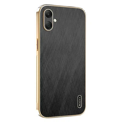 KADEM For Samsung Galaxy A06 4G Case Electroplating Silk Texture PU + TPU Phone Back Cover - Black