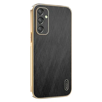 KADEM For Samsung Galaxy A25 5G (Global) (161.0 x 76.5 x 8.3mm) Case Electroplating Silk Texture PU + TPU Phone Back Cover - Black