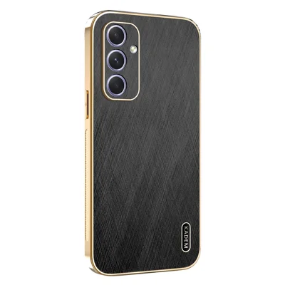 KADEM For Samsung Galaxy A55 5G Case Electroplating Silk Texture PU + TPU Phone Back Cover - Black