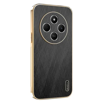 KADEM Phone Case For Xiaomi Redmi 14C 4G / 14R 5G / A4 5G / Poco C75 4G Electroplating Silk Texture PU + TPU Back Cover - Black
