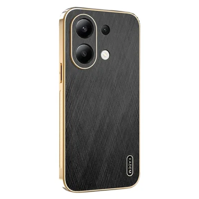 KADEM For Xiaomi Redmi Note 13 4G Case Electroplating Silk Texture PU + TPU Phone Back Cover - Black