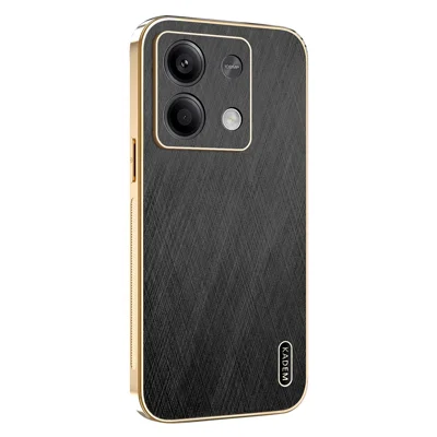 KADEM For Xiaomi Redmi Note 13 5G Case Electroplating Silk Texture PU + TPU Phone Back Cover - Black