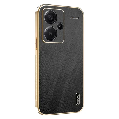 KADEM For Xiaomi Redmi Note 13 Pro+ 5G Case Electroplating Silk Texture PU + TPU Phone Back Cover - Black