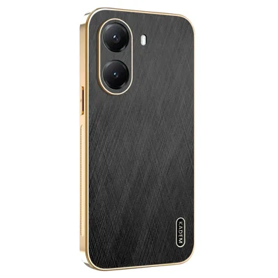 KADEM voor Xiaomi Poco X7 Pro 5G hoesje Electrolytisch verzinkt Zijde-achtig structuur PU + TPU Achterkant telefoonhoes - Zwart