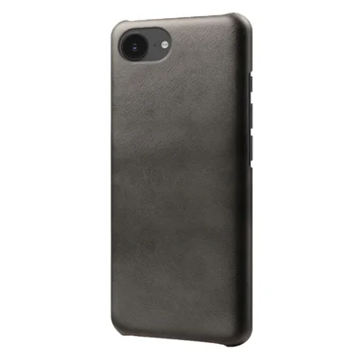 For iPhone 16e Hoesje Kalfstextuur PU Leer Harde PC Beschermmiddel - Zwart