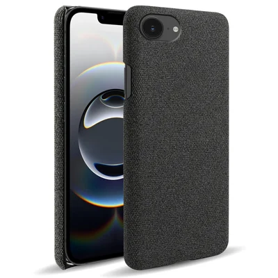 Telefoonhoesje voor iPhone 16e met Stofstructuur, Krasbestendig, Beschermend PC-achterkant - Zwart