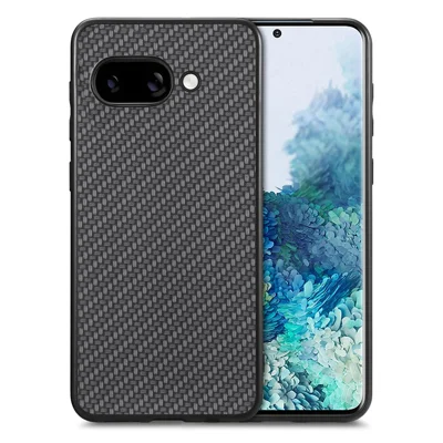 For Google Pixel 9a Case Carbon Fiber Texture PU+PC+TPU Phone Back Cover - Black