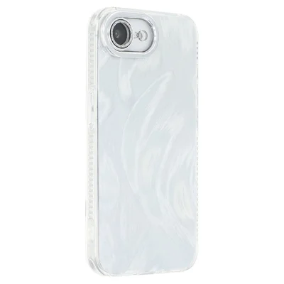 For iPhone 17e / 16e Case IMD Design Shockproof PC+TPU Phone Cover with Glass Lens Film - Feather Pattern / Starlight