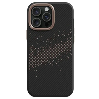 For iPhone 14 Pro Case Compatible with MagSafe Milky Way Pattern TPU + PC Anti Fingerprint Phone Back Cover - Gold