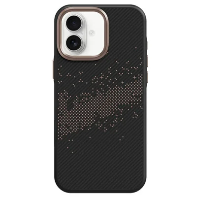For iPhone 16 Plus Case Compatible with MagSafe Milky Way Pattern TPU + PC Anti Fingerprint Phone Back Cover - Gold