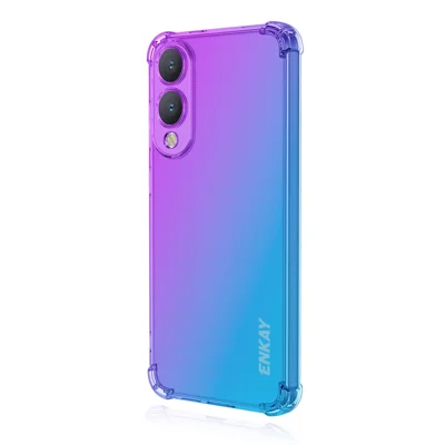 ENKAY For Samsung Galaxy S25 Edge TPU Case Thickened Four Corner Drop-Proof Phone Back Cover - Purple / Blue