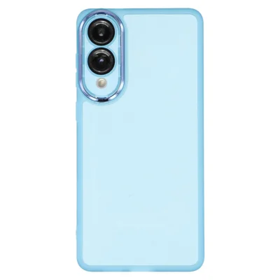 TPU-hoesje voor Samsung Galaxy S25 Edge met geëlectrodeerde cameraframe - Transparant blauw