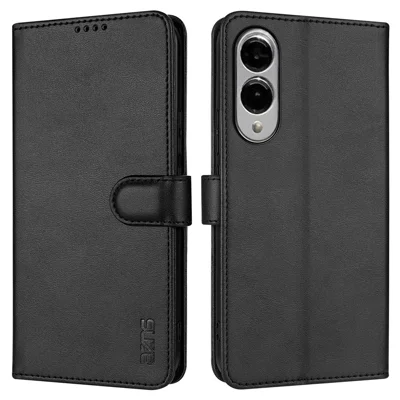 AZNS For Samsung Galaxy S25 Edge Case PU Leather Wallet Phone Cover - Black