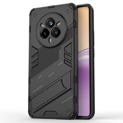 Foam Realme 14 Pro 5G-hoesje PC + TPU Stootvaste telefoonhoes met standaard - Zwart