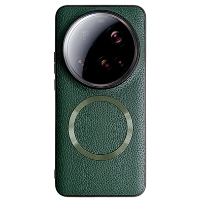 For Xiaomi 15 Ultra Magnetic Case Litchi Texture PU Leather + TPU Phone Back Cover - Green