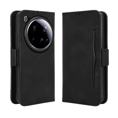 For Xiaomi 15 Ultra Leather Case Phone Wallet Cover with Multiple Card Slots - Black
