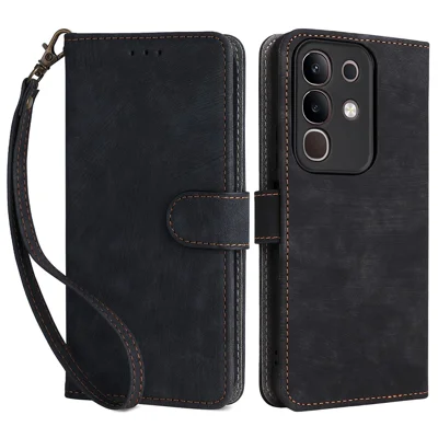 For vivo Y29 4G / T4x 5G Case Wallet RFID Blocking PU Leather Cover Viewing Stand - Black