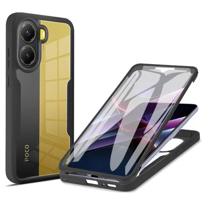 For Xiaomi Poco X7 Pro 5G / Redmi Turbo 4 5G Case Acrylic + TPU Clear Phone Cover with PET Screen Film - Black