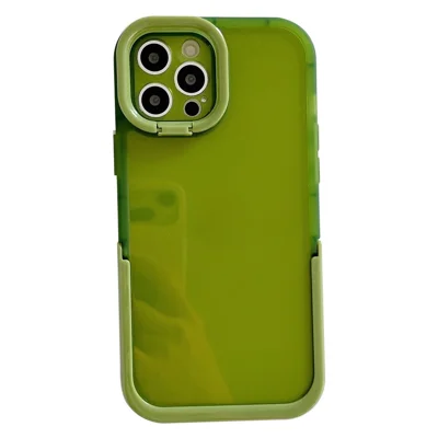 For iPhone 14 Pro Anti-fading Cell Phone Case Shell Kickstand Rear Camera Ring Slim Fit Phone Back Cover - Green