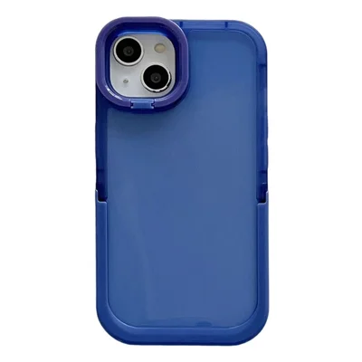 Cell Phone Case for iPhone 14 Plus, Scratch-resistant Kickstand Rear Camera Ring Phone Protective Back Cover - Blue