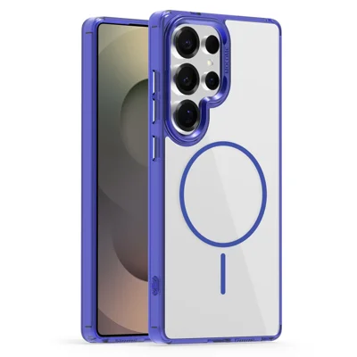 For Samsung Galaxy S25 Ultra Clear Magnetic Case TPU PC Phone Cover - Sapphire
