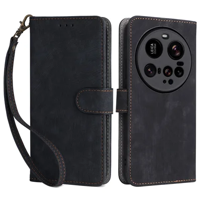 For Xiaomi 15 Ultra Case Wallet RFID Blocking PU Leather Cover Viewing Stand - Black