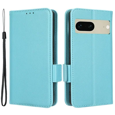 Drop-proof Phone Cover for Google Pixel 7 5G, Full Protection PU Leather Dual Magnetic Clasp Phone Case with Wallet Stand - Baby Blue